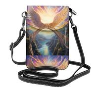 YYHWHJDE Small Cell Phone Purse 7.6x4.9in Wings On The Rainbow Bridge Pattern Leather Crossbody Flap Phone Case For Women, Perfect For Walking, Camping