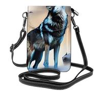 YYHWHJDE Small Cell Phone Purse 7.6x4.9in Wolves Roaring In Th Pattern Leather Crossbody Flap Phone Case For Women, Perfect For Walking, Camping