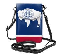 YYHWHJDE Small Cell Phone Purse 7.6x4.9in Wyoming State Flag Pattern Leather Crossbody Flap Phone Case For Women, Perfect For Walking, Camping Black
