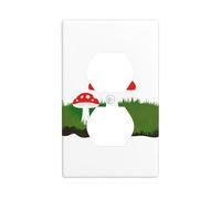 YYHWHJDE Small Mushroom on Moss Picture Double Socket Wall Panel Decorative is Durable and Suitable for Socket Light Switch Accessories 4.5x2.76in