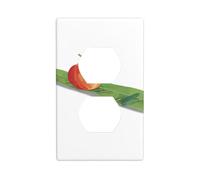 YYHWHJDE Small persimmons on Bamboo Leaves Prints Double Socket Wall Panel Decorative for Residential and Commercial Areas 4.5x2.76in