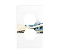 YYHWHJDE Small Train Under The Blue Sky Picture Double Socket Wall Panel Decorative is Durable and Suitable for Socket Light Switch Accessories 4.5x2.76in