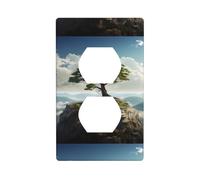 YYHWHJDE Small Tree on The Mountain Prints Double Socket Wall Panel Electrical Socket Cover Plate Decoration Heat Resistant 4.5x2.76in