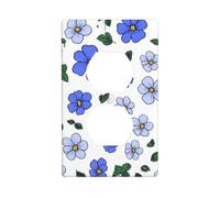 YYHWHJDE Small White and Blue Flowers Prints Double Socket Wall Panel Electrical Socket Cover Plate Shatter Decoration Durable 4.5x2.76in
