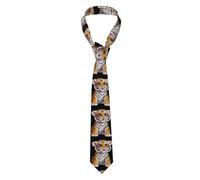 YYHWHJDE Smart and cute little tiger Pattern Men's Necktie for Business, Daily Wear, Work, Birthdays, Weddings, Parties, Banquets Easy Care 57X3.1 In