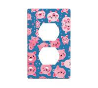 YYHWHJDE Smile Pink Pig Pattern Double Socket Wall Panel Decorative is Durable and Suitable for Socket Light Switch Accessories 4.5x2.76in
