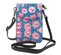 YYHWHJDE smile pink pig Picture Ladies' mobile phone with leather foreskin, crossbody flip cover, small adjustable shoulder strap