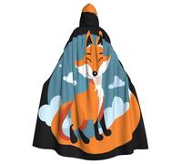 YYHWHJDE Smiling Fox Picture Halloween Adult Hooded Cape Cloak No Zipper, Comfortable For Costume Parties