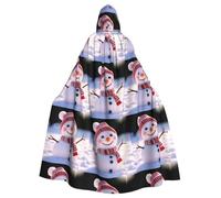 YYHWHJDE Smiling Snowman Pattern Halloween Adult Hooded Cape Cloak For Role-Playing, Stage Costumes, Parties Easy Care