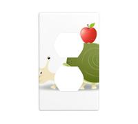 YYHWHJDE Snail Carrying an Apple Picture Double Socket Wall Panel Decorative is Durable and Suitable for Socket Light Switch Accessories 4.5x2.76in