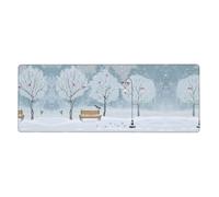YYHWHJDE Snow Falling In The Park Extra Large Rubber Mousepad 12x31.5in