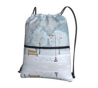 YYHWHJDE Snow Falling In The Park Prints Drawstring Backpack Waterproof Gym Bag - Lightweight Foldable Sport Cover with Zipper Pocket for Travel Hiking