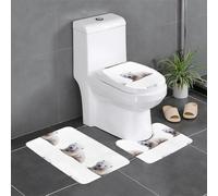 YYHWHJDE Snow White Polar Bear Printed Three Piece Set of Bathroom Floor mats, Bathroom Shower mats, Anti Slip Quick Drying