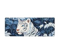 YYHWHJDE Snow White Tiger Picture Extra Large Mouse Pad, Computer Office Anti Slip Gaming Keyboard Thickened Version 12x31.5in