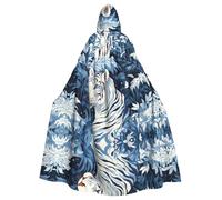 YYHWHJDE snow white tiger Picture Halloween Adult Hooded Cloak for Role-Playing, Costumes, and Theme Parties