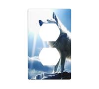 YYHWHJDE Snow Wolf at The Peak Picture Double Socket Wall Panel Decorative is Durable and Suitable for Socket Light Switch Accessories 4.5x2.76in
