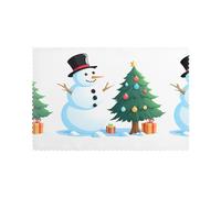 YYHWHJDE Snowman On Christmas Eve Prints Placemats Set of 6 12x18in - Elevate Every Meal with Durable & Customizable Table Layers