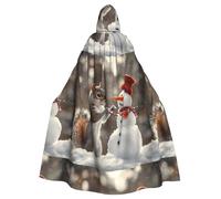 YYHWHJDE Snowman Squirrel Prints Halloween Adult Hooded Cape Men'S And Women'S Clothing Mantle Role-Playing