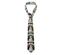 YYHWHJDE Snowman under the fruit tree Pattern Men's Necktie for Business, Daily Wear, Work, Birthdays, Weddings, Parties, Banquets Easy Care 57X3.1 In