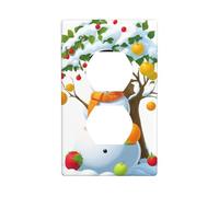 YYHWHJDE Snowman Under The Fruit Tree Prints Double Socket Wall Panel Electrical Socket Cover Plate Shatter Decoration Durable 4.5x2.76in