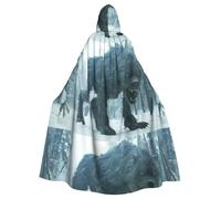 YYHWHJDE Snowy Forest Beasts Picture Halloween Adult Hooded Cape Cloak No Zipper, Comfortable For Costume Parties