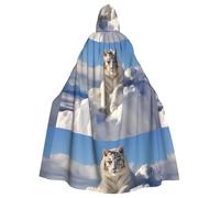 YYHWHJDE Snowy Mountain White Tiger Picture Halloween Adult Hooded Cape Cloak No Zipper, Comfortable For Costume Parties