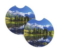 YYHWHJDE Snowy Mountains Prints Car Cup Coasters 2-Pack - Premium Neoprene Drink Throws, Protect Cup Holders & Enhance Your Drive - Waterproof, Non-Slip Grip