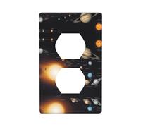 YYHWHJDE Solar System Pattern Double Socket Wall Panel Decorative is Durable and Suitable for Socket Light Switch Accessories 4.5x2.76in