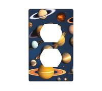 YYHWHJDE Solar System Planets Pattern Double Socket Wall Panel Decorative for Residential and Commercial Areas 4.5x2.76in