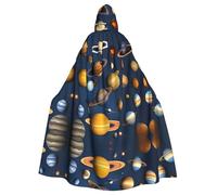YYHWHJDE Solar System Planets Pattern Halloween Adult Hooded Cloak for various party and carnival settings