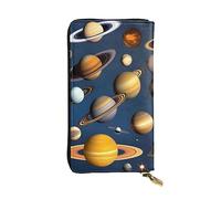 YYHWHJDE Solar System Planets Picture Quality Leather Long Clutch Wallet Designed for Fashion Girls and Women Stylish 7.48 x 4.13 in