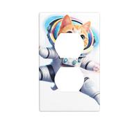YYHWHJDE Space cat in The Starry Sky Picture Double Socket Wall Panel Decorative is Durable and Suitable for Socket Light Switch Accessories 4.5x2.76in
