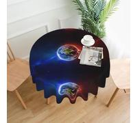 YYHWHJDE Space Planet Earth Prints 60in Round Decorative Tablecloth - High-Grade Polyester Throw for Stylish Dining & Event Table Protection