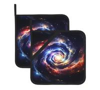 YYHWHJDE Space Spiral Cosmic Energy Prints Square Insulated Pot Mat Set (2-Piece) 8x8in Waterproof, Thickened & Easy to Clean with Lanyard Design for Kitchen, Oven & BBQ