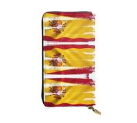 YYHWHJDE Spain Flag Picture Quality Leather Long Clutch Wallet Designed for Fashion Girls and Women Stylish 7.48 x 4.13 in