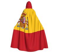 YYHWHJDE Spanish Flag Pattern Halloween Adult Hooded Cape Cloak - Super Large Hooded Cloak No Zipper