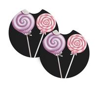 YYHWHJDE Sparkling Pearl Lollipop Prints Car Coaster Set of 2 - Waterproof Rubber Cup Holder Protectors for Cars, Trucks & SUVs