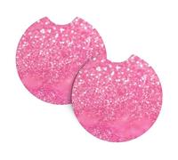 YYHWHJDE Sparkling Pink Glitter Prints Car Cup Coasters 2-Pack - The Thoughtful Gift for New Drivers & Road Trip Lovers - High-Grade Neoprene Protection & Style