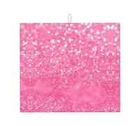 YYHWHJDE Sparkling Pink Glitter Prints Kitchen Drying Mat - Absorbent Dish Throw for Countertop, Non-Slip Layer with Vibrant Prints, Ideal for Housewarming