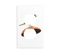 YYHWHJDE Sparrow Perched on a Mushroom Picture Double Socket Wall Panel Decorative is Durable and Suitable for Socket Light Switch Accessories 4.5x2.76in