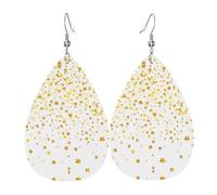 YYHWHJDE Sparsed Dreamy Stars and Spots Prints Teardrop Leather Earrings - Vibrant Dangle Layers for Women, Lightweight Fashion Jewelry for Parties & Everyday Wear