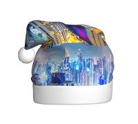 YYHWHJDE Splendid city Picture Christmas Hat for Adult Soft, Lightweight, and Fluffy Design for Men and Women