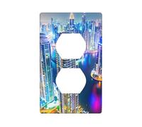 YYHWHJDE Splendid City Picture Double Socket Wall Panel Decorative is Durable and Suitable for Socket Light Switch Accessories 4.5x2.76in