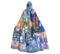 YYHWHJDE Splendid city Picture Halloween Adult Hooded Cape Large Hooded Cloak with Bow Tie, No Zipper