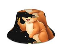 YYHWHJDE Squirrel Chasing Butterflies Pattern Reflective Bucket Hat Lightweight, Breathable, Foldable for Men & Women Black