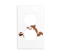YYHWHJDE Squirrel Cutting Cake Prints Double Socket Wall Panel Electrical Socket Cover Plate Shatter Decoration Durable 4.5x2.76in