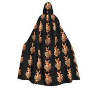 YYHWHJDE Squirrel Holding A Big Bouquet Of Flowers Picture Halloween Adult Hooded Cape Cloak No Zipper, Comfortable For Costume Parties