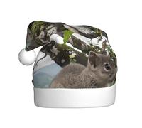 YYHWHJDE Squirrel In Ancient Tree Prints Christmas Hat for Adult quality accessory soft, lightweight, and fluffy