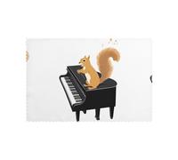YYHWHJDE Squirrel Jumping On The Piano Prints Placemats Set of 6 12x18in - Engineered for Durability & Heat Resistance with Quality Polyester