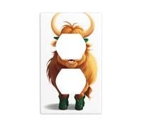 YYHWHJDE St. Patrick's Highland Cow Picture Double Socket Wall Panel Decorative is Durable and Suitable for Socket Light Switch Accessories 4.5x2.76in
